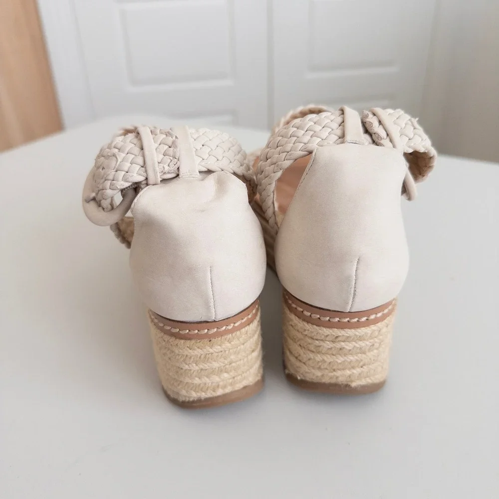 Chinese Laundry Womens Platform Espadrille Sandals 7.5 Cream Woven‎ Wedge Boho